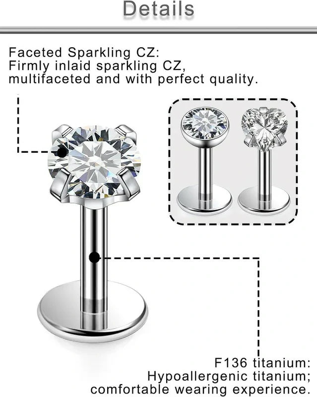 Titanium Flat Back Nose Stud - 16G 18G 20G Hypoallergenic Piercing Jewelry