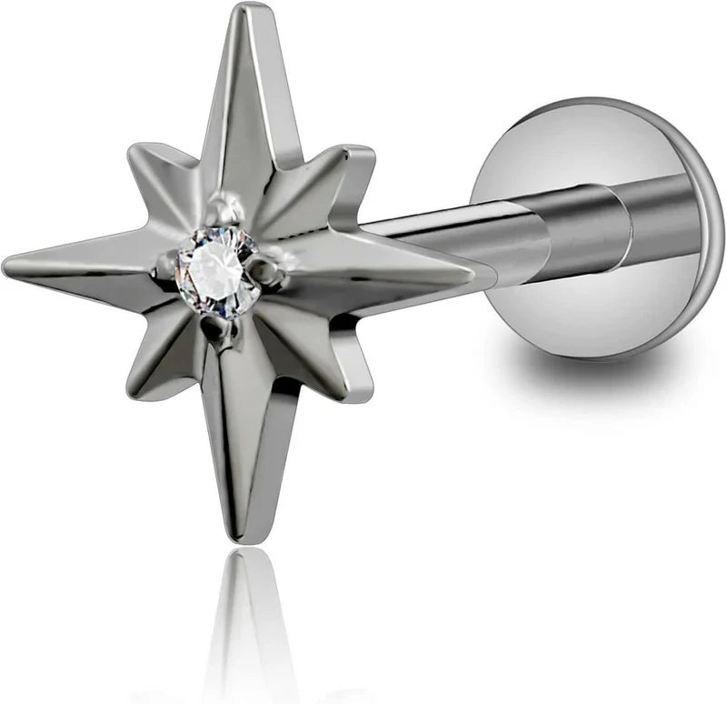 Titanium North Star Piercing Jewelry for Conch Helix Flat Tragus
