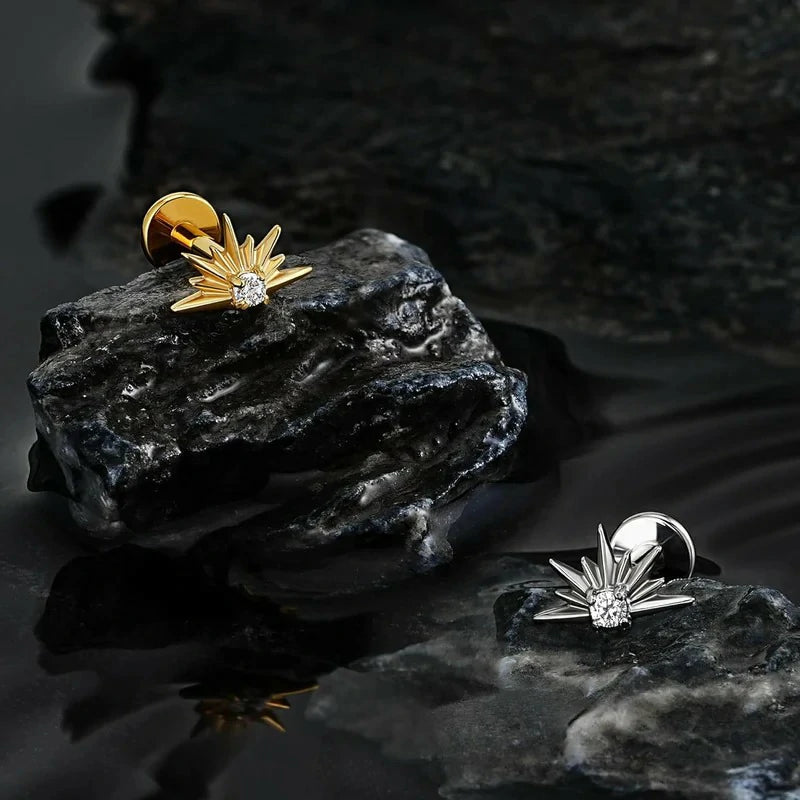 Titanium North Star Piercing Jewelry for Conch Helix Flat Tragus