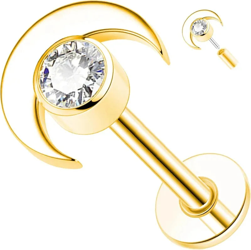  Titanium 16G Push in Flatback Stud Heart Cherry Nose Lip Ring Stud Hypoallergenic Nickel Free Cartilage Earring