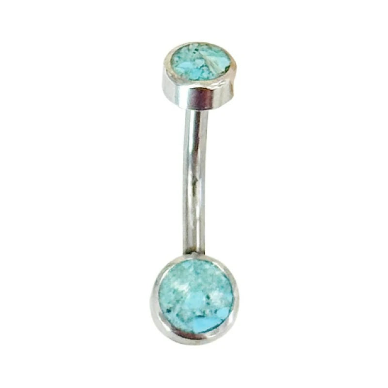 Western Belly Button Ring with Turquoise Inlay Stainless Steel Belly Button Navel Ring