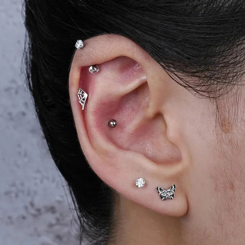 ASTM F136 Titanium Cartilage Piercing Jewelry Stud for Tragus Helix Conch Flat - QIAO CrystalQIAO CrystalQIAO Crystal