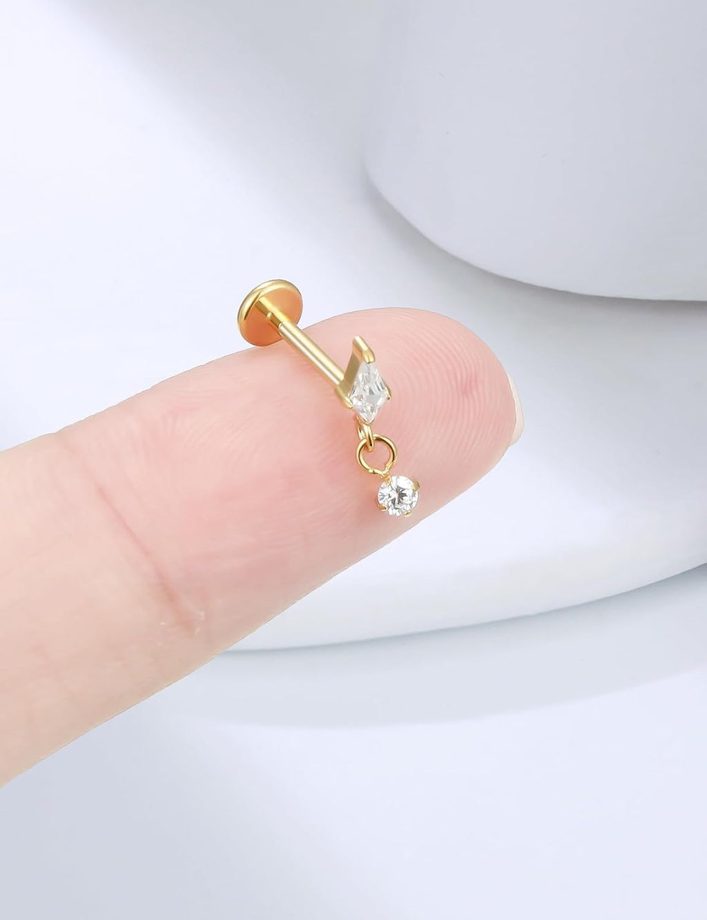 Astm F136 Titanium Internally Threaded Flat Back Earrings Tragus Helix Conch - QIAO CrystalQIAO CrystalQIAO Crystal