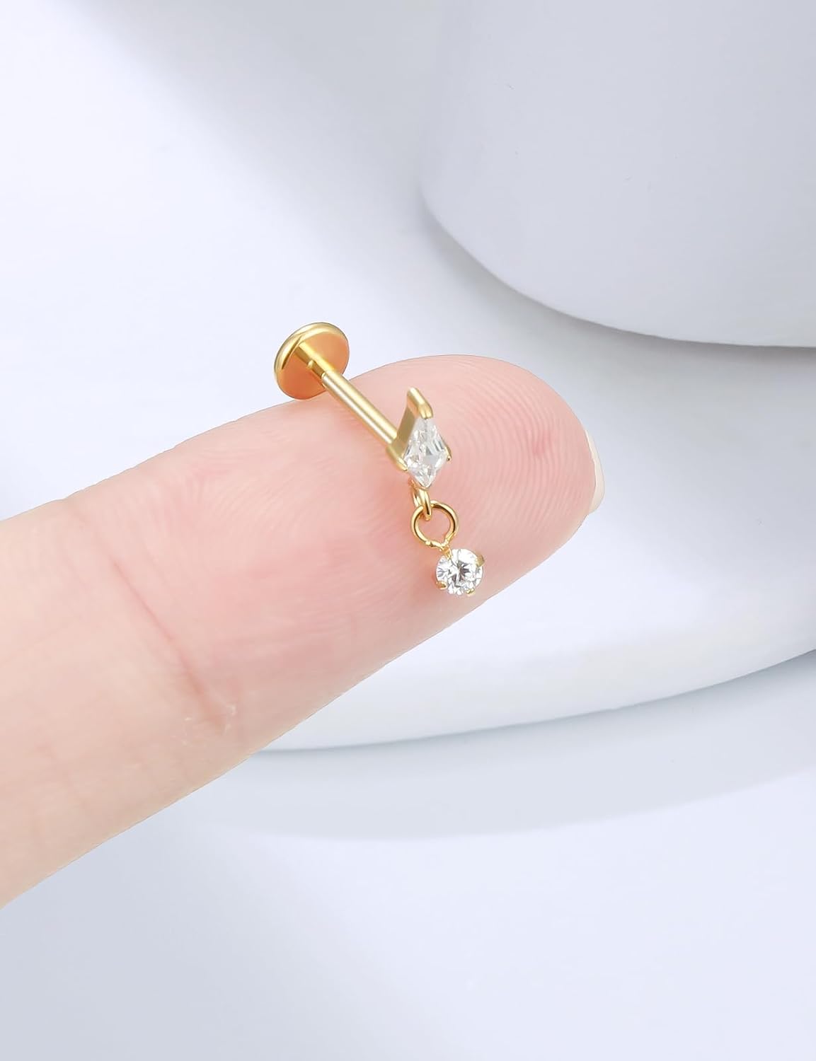 Astm F136 Titanium Internally Threaded Flat Back Earrings Tragus Helix Conch - QIAO CrystalQIAO CrystalQIAO Crystal