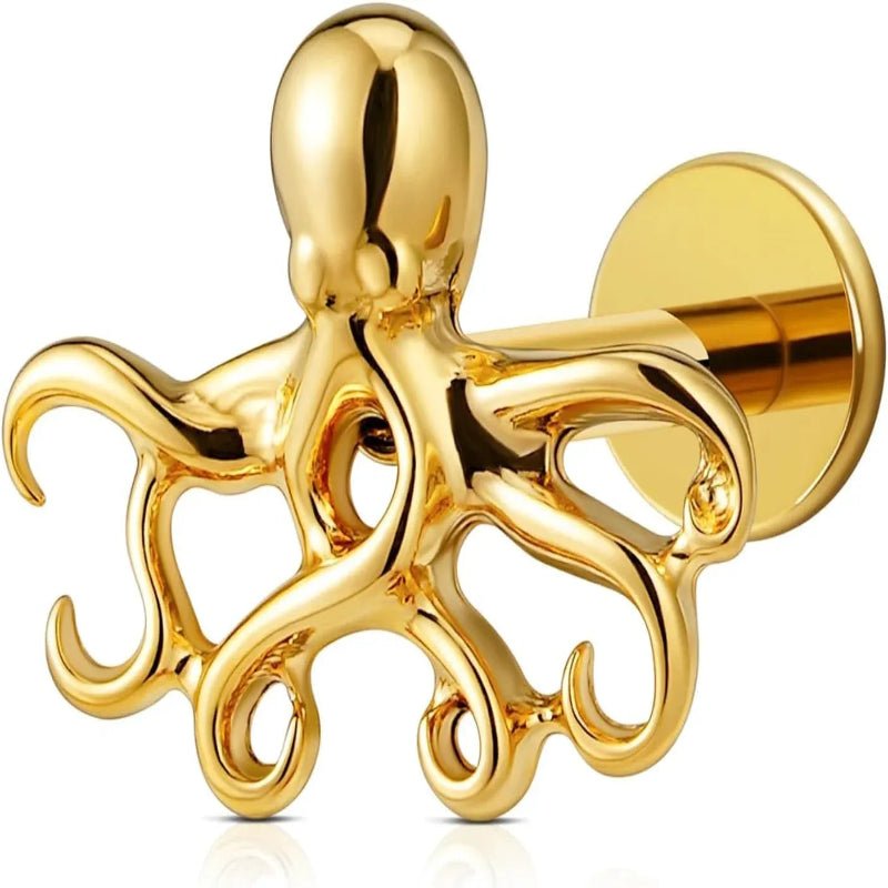 ASTM F136 Titanium Octopuses Piercings Jewelry with 6mm 8mm Post for Conch Helix Flat - QIAO CrystalQIAO CrystalQIAO Crystal