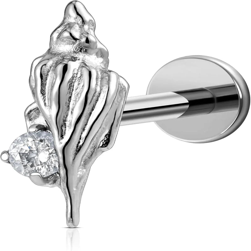 ASTM F136 Titanium Octopuses Piercings Jewelry with 6mm 8mm Post for Conch Helix Flat - QIAO CrystalQIAO CrystalQIAO Crystal