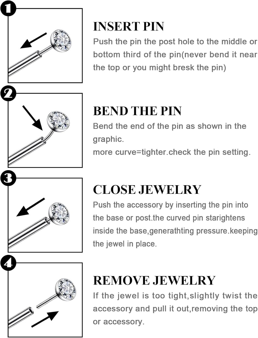 Astm F136 Titanium Threadless Flat Back Earrings Nose Studs Tragus Helix Conch Cartilage - QIAO CrystalQIAO CrystalQIAO Crystal