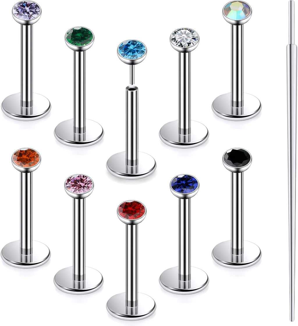 Astm F136 Titanium Threadless Flat Back Earrings Nose Studs Tragus Helix Conch Cartilage - QIAO CrystalQIAO CrystalQIAO Crystal