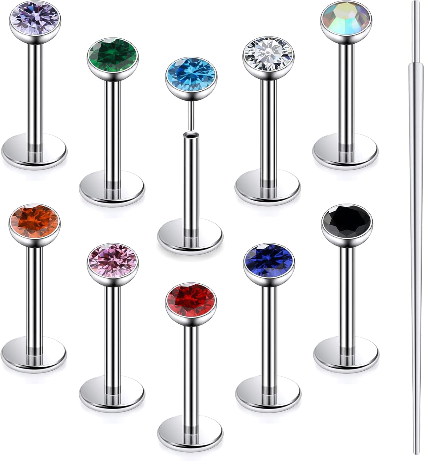 Astm F136 Titanium Threadless Flat Back Earrings Nose Studs Tragus Helix Conch Cartilage - QIAO CrystalQIAO CrystalQIAO Crystal