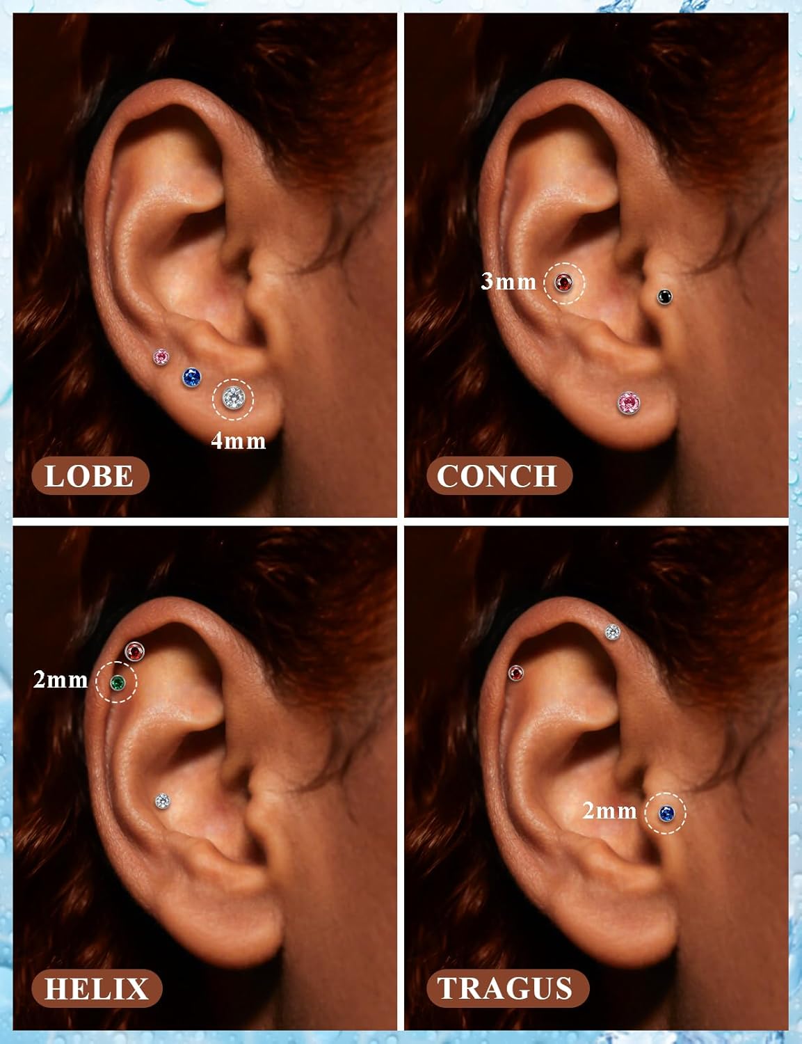 Astm F136 Titanium Threadless Flat Back Earrings Nose Studs Tragus Helix Conch Cartilage - QIAO CrystalQIAO CrystalQIAO Crystal