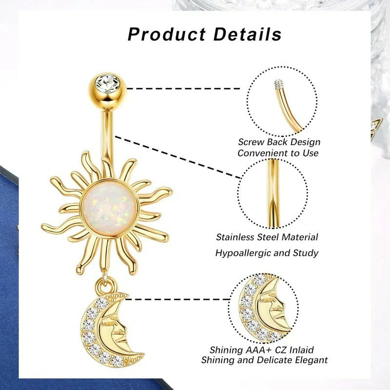 Belly Buton Rings Surgical Stainless Steel Belly Button Ring Dangle Belly Button Rings Butterfly Cubic Zirconia Navel Barbell Body Piercing