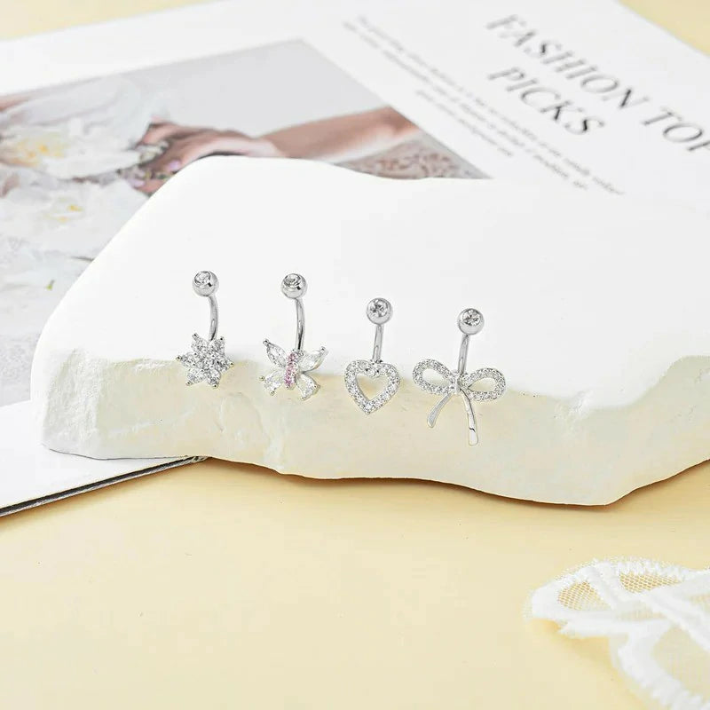 Belly Button Ring 14G Belly Piercing Jewelry Navel Rings Stainless Steel Belly Rings