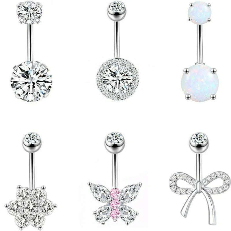 Belly Button Ring 14G Belly Piercing Jewelry Navel Rings Stainless Steel Belly Rings
