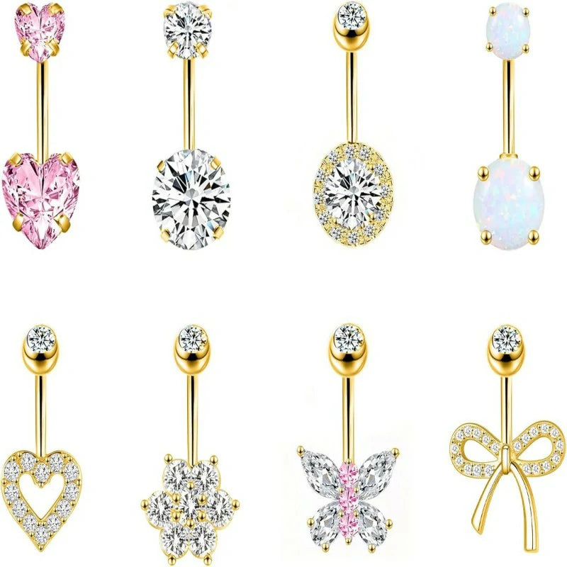 Belly Button Ring 14G Belly Piercing Jewelry Navel Rings Stainless Steel Belly Rings