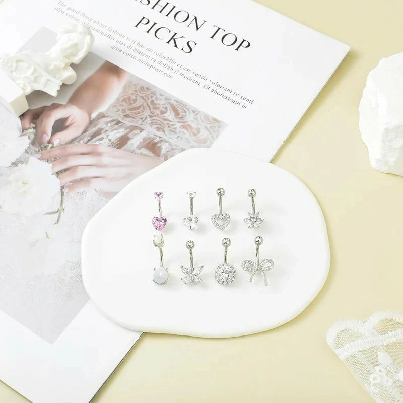 Belly Button Ring 14G Belly Piercing Jewelry Navel Rings Stainless Steel Belly Rings