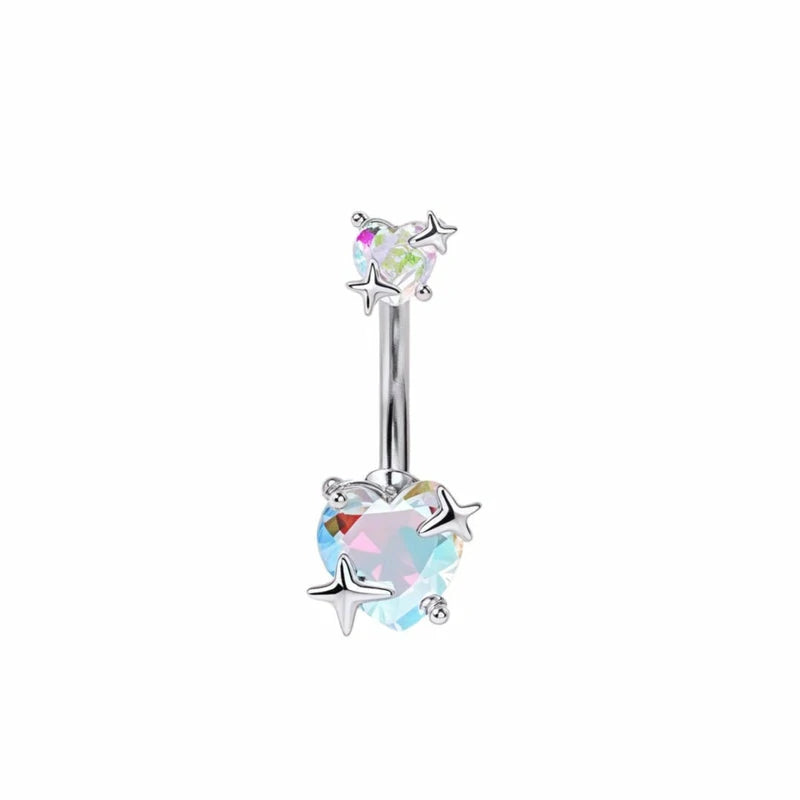 Belly Button Rings Navel Rings Surgical Steel 14g CZ Cute Heart Shape
