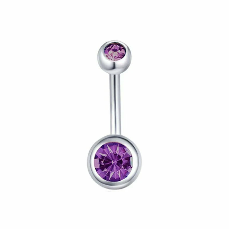 Belly Button Rings Round Cubic Zirconia Navel Barbell Stud Body Piercing