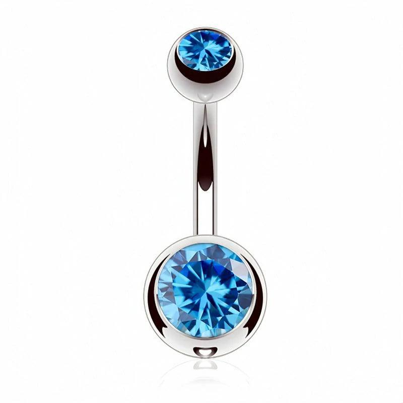 Belly Button Rings Round Cubic Zirconia Navel Barbell Stud Body Piercing