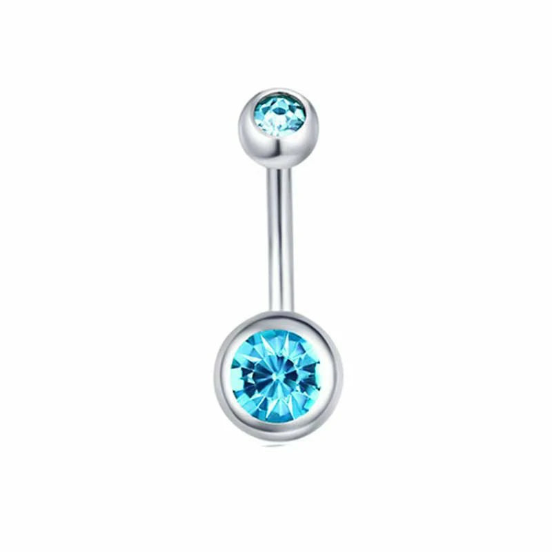 Belly Button Rings Round Cubic Zirconia Navel Barbell Stud Body Piercing