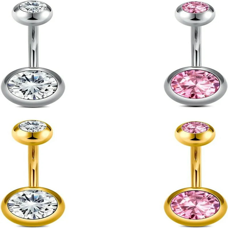 Belly Button Rings Short Bar for Women Stainless Steel Belly Ring Navel Piercing