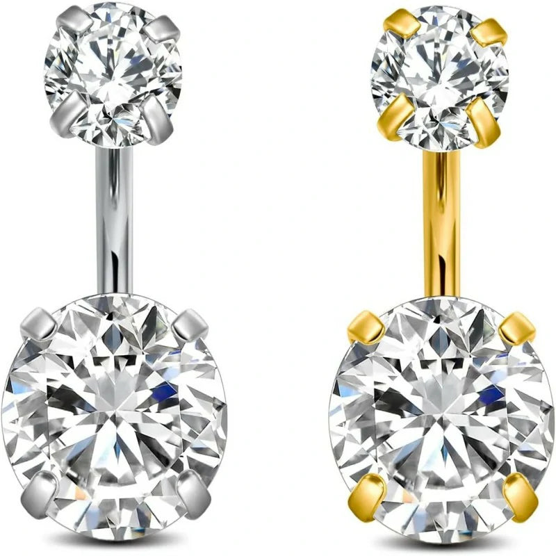 Belly Button Rings Short Bar for Women Stainless Steel Belly Ring Navel Piercing