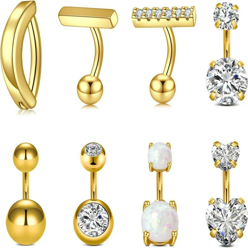 Belly Button Rings Short Bar for Women Stainless Steel Belly Ring Navel Piercing