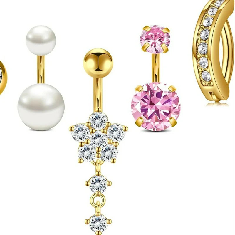 Belly Button Rings Short Bar for Women Stainless Steel Belly Ring Navel Piercing