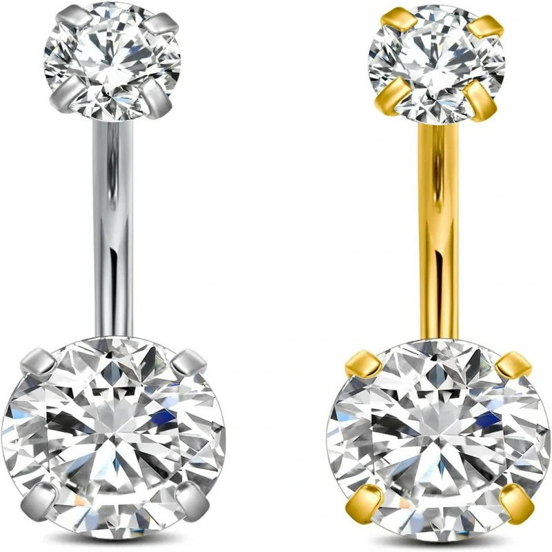 Belly Button Rings Short Bar for Women Stainless Steel Belly Ring Navel Piercing