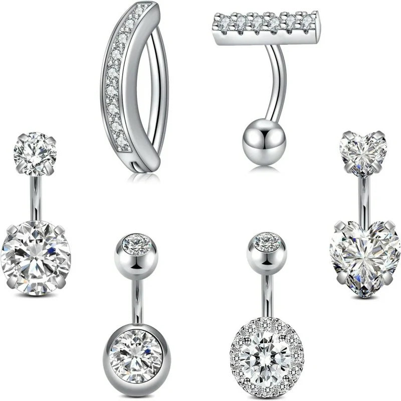 Belly Button Rings Short Bar for Women Stainless Steel Belly Ring Navel Piercing