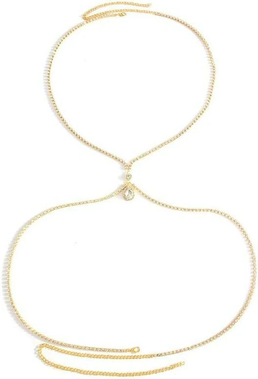 Body Chain Chest Chain Heart-shaped Rhinestone Sexy Chest Chain Fashionable Beach Bikini