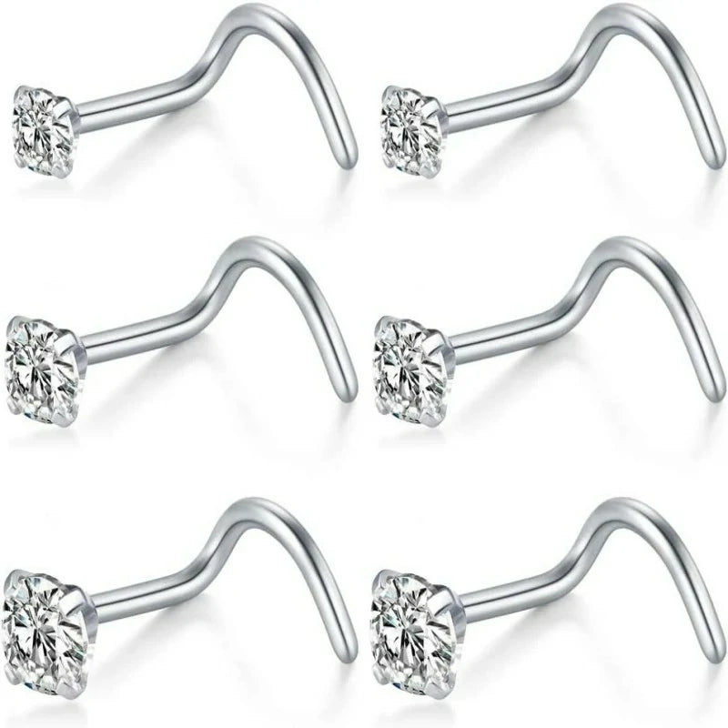 1.5mm, 2mm, 2.5mm 20G Nose Screw Studs - Surgical Steel Nose Rings
