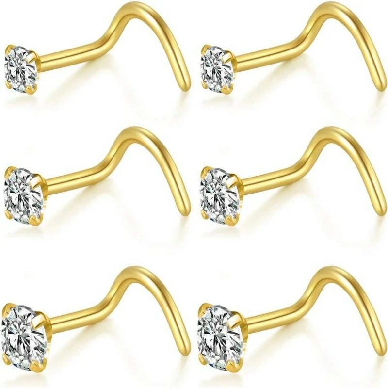 1.5mm, 2mm, 2.5mm 20G Nose Screw Studs - Surgical Steel Nose Rings
