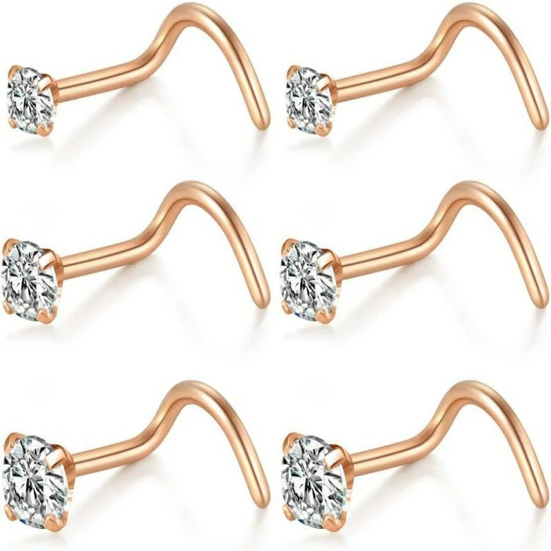 1.5mm, 2mm, 2.5mm 20G Nose Screw Studs - Surgical Steel Nose Rings