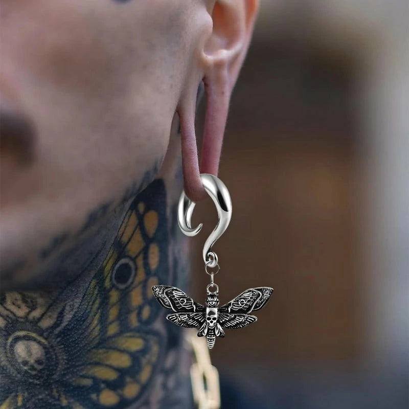 2 PCS 316 Stainless Steel Butterfly Ear Dangle Ear Hangers Ear Gauges Piercing