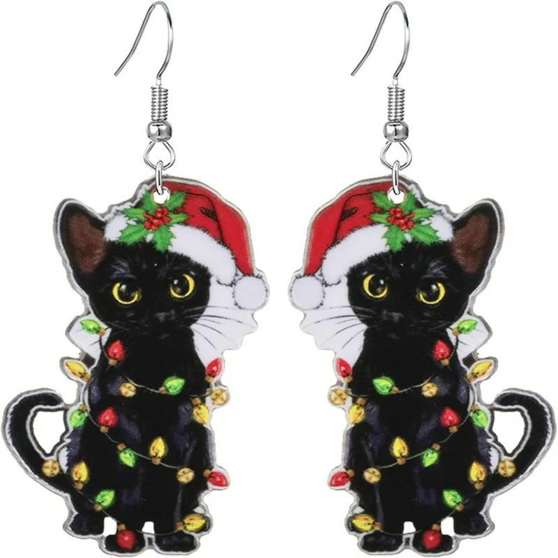 Christmas Earrings Cute Colorful Acrylic Christmas Santa Claus Tree Gingerbread Man Dangle Drop Holiday Earrings Decoration