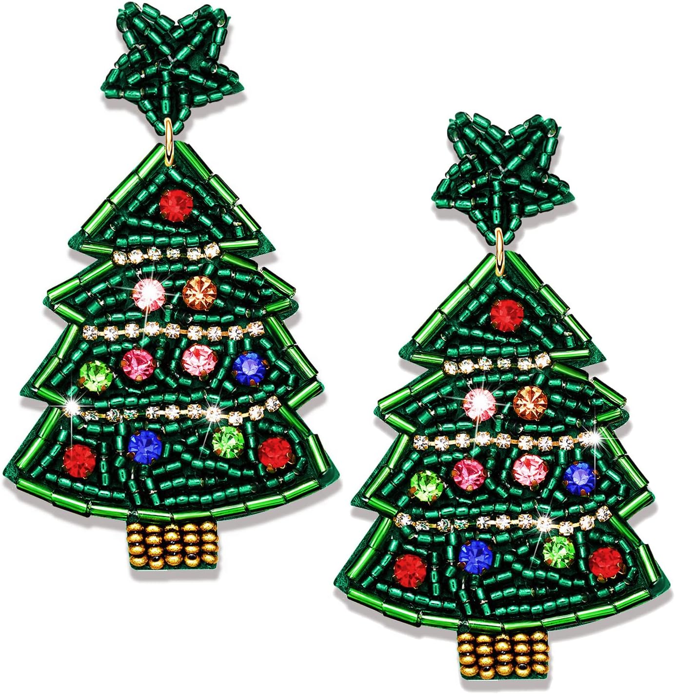 Christmas Earrings for Women Beaded Holiday Reindeer Bulb Boot Earrings Handmade Christmas Tree Drop Dangle Earrings Festive Jewelry Gifts - 我的商店我的商店我的商店