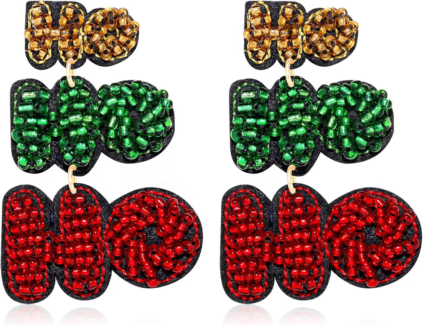 Christmas Earrings for Women Beaded Holiday Reindeer Bulb Boot Earrings Handmade Christmas Tree Drop Dangle Earrings Festive Jewelry Gifts - 我的商店我的商店我的商店