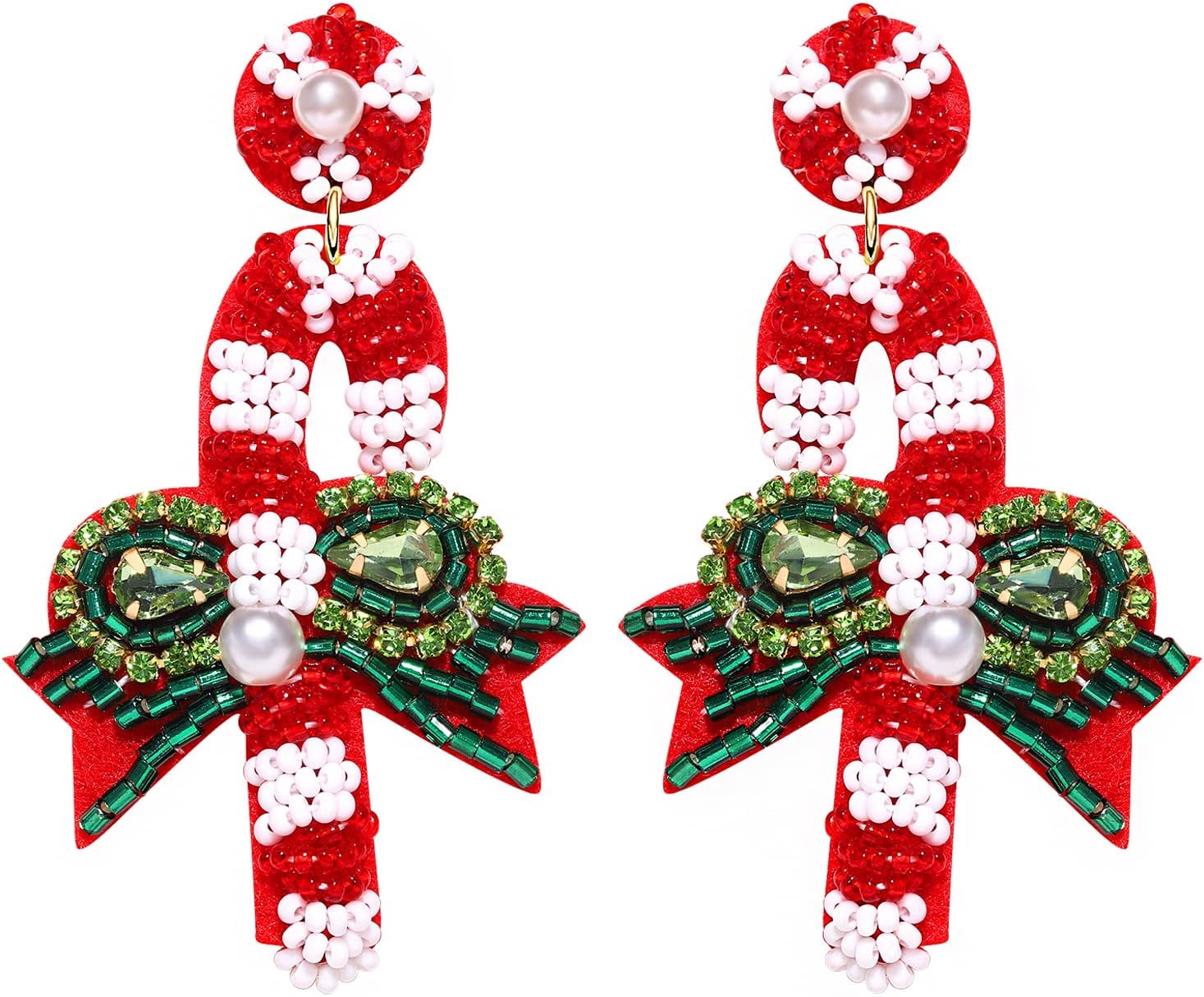 Christmas Earrings for Women Beaded Holiday Reindeer Bulb Boot Earrings Handmade Christmas Tree Drop Dangle Earrings Festive Jewelry Gifts - 我的商店我的商店我的商店