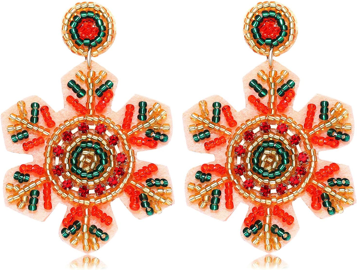 Christmas Earrings for Women Beaded Holiday Reindeer Bulb Boot Earrings Handmade Christmas Tree Drop Dangle Earrings Festive Jewelry Gifts - 我的商店我的商店我的商店