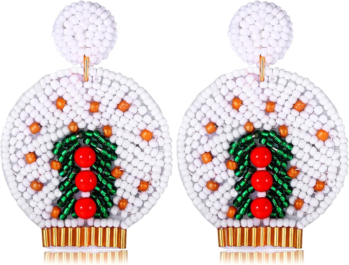 Christmas Earrings for Women Beaded Holiday Reindeer Bulb Boot Earrings Handmade Christmas Tree Drop Dangle Earrings Festive Jewelry Gifts - 我的商店我的商店我的商店