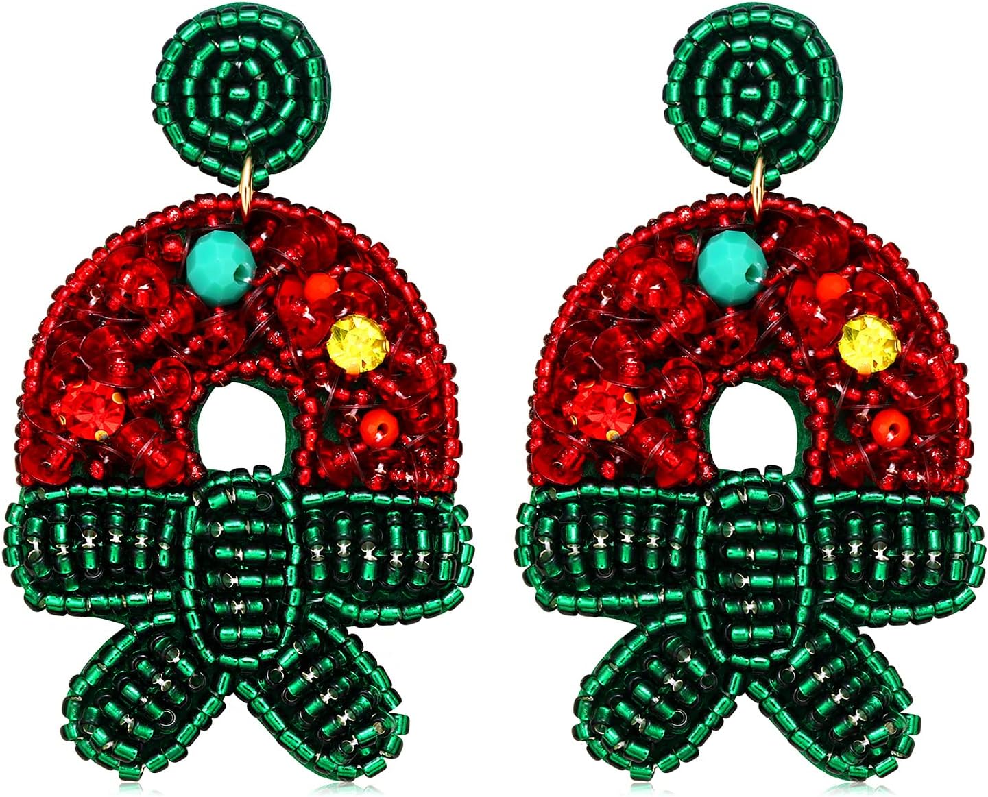 Christmas Earrings for Women Beaded Holiday Reindeer Bulb Boot Earrings Handmade Christmas Tree Drop Dangle Earrings Festive Jewelry Gifts - 我的商店我的商店我的商店