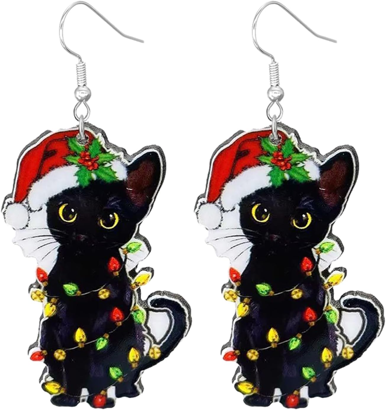 Christmas Earrings for Women Cute Funny Acrylic Christmas Santa Claus Tree Cat Dinosaur Earrings Xmas New Year Party Holiday Earring - 我的商店我的商店我的商店