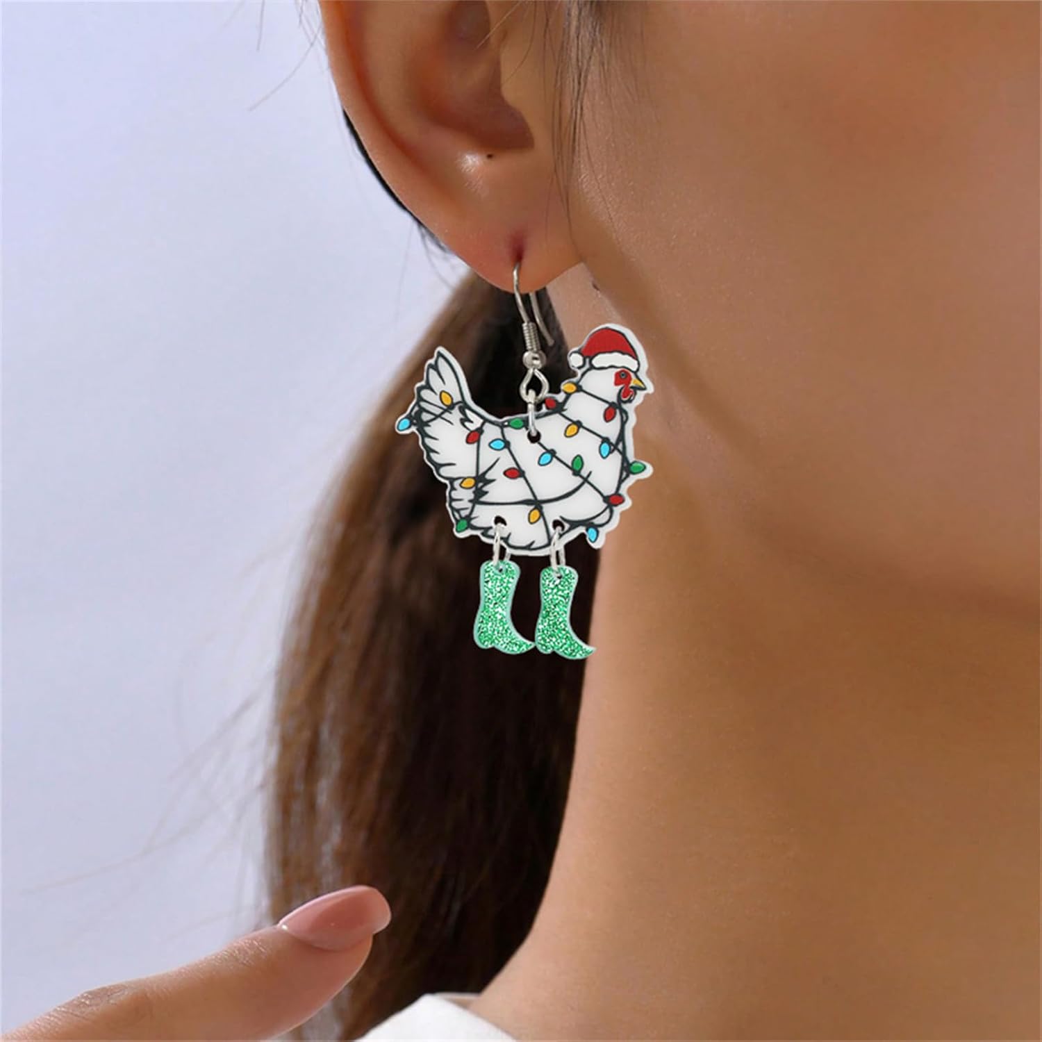 Christmas Earrings for Women Cute Funny Acrylic Christmas Santa Claus Tree Cat Dinosaur Earrings Xmas New Year Party Holiday Earring - 我的商店我的商店我的商店