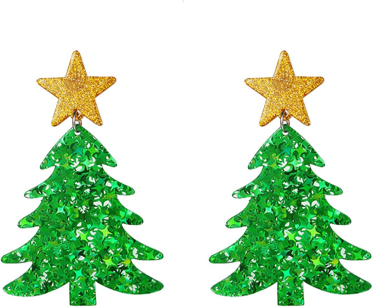 Christmas Earrings for Women Cute Funny Acrylic Christmas Santa Claus Tree Cat Dinosaur Earrings Xmas New Year Party Holiday Earring - 我的商店我的商店我的商店