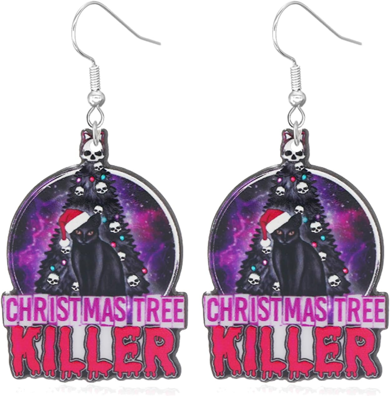 Christmas Earrings for Women Cute Funny Acrylic Christmas Santa Claus Tree Cat Dinosaur Earrings Xmas New Year Party Holiday Earring - 我的商店我的商店我的商店