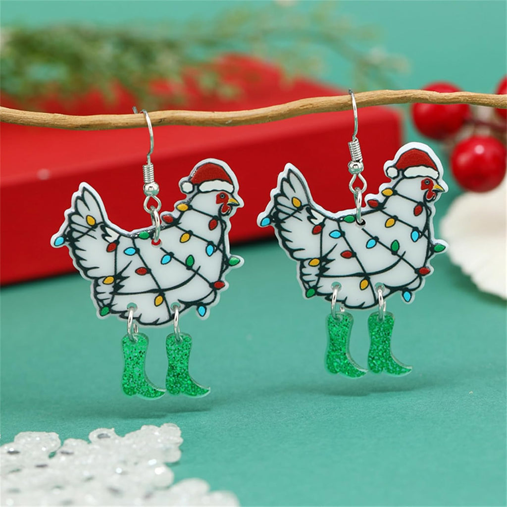 Christmas Earrings for Women Cute Funny Acrylic Christmas Santa Claus Tree Cat Dinosaur Earrings Xmas New Year Party Holiday Earring - 我的商店我的商店我的商店