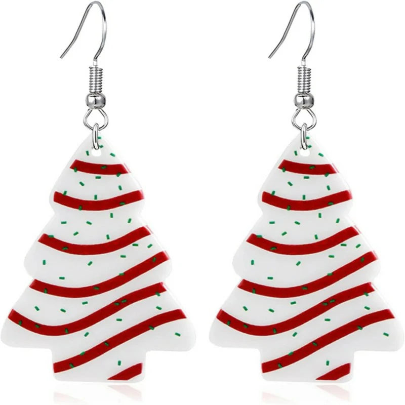 Christmas Earrings Cute Colorful Acrylic Christmas Santa Claus Tree Gingerbread Man Dangle Drop Holiday Earrings Decoration