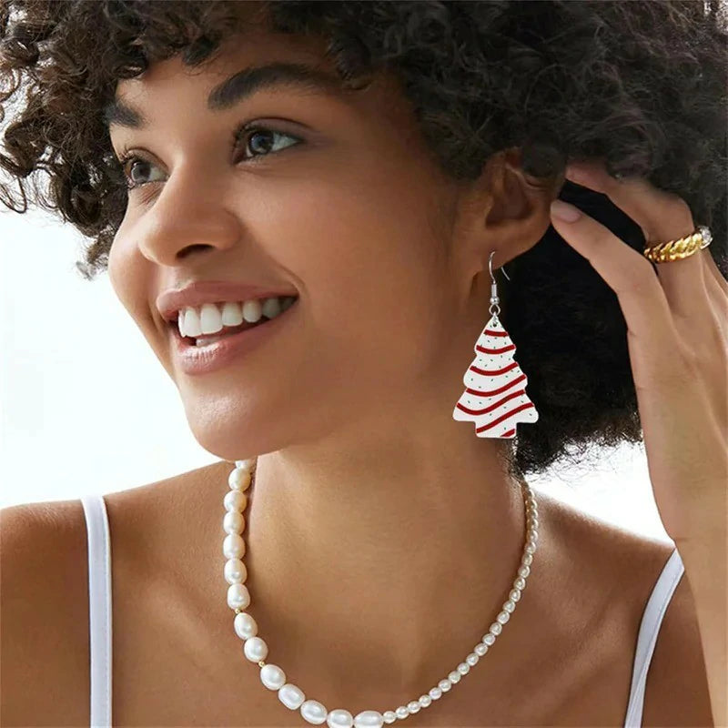 Christmas Earrings Cute Colorful Acrylic Christmas Santa Claus Tree Gingerbread Man Dangle Drop Holiday Earrings Decoration