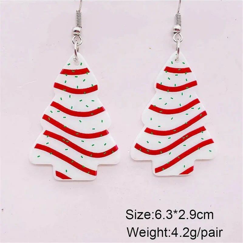 Christmas Earrings Cute Colorful Acrylic Christmas Santa Claus Tree Gingerbread Man Dangle Drop Holiday Earrings Decoration