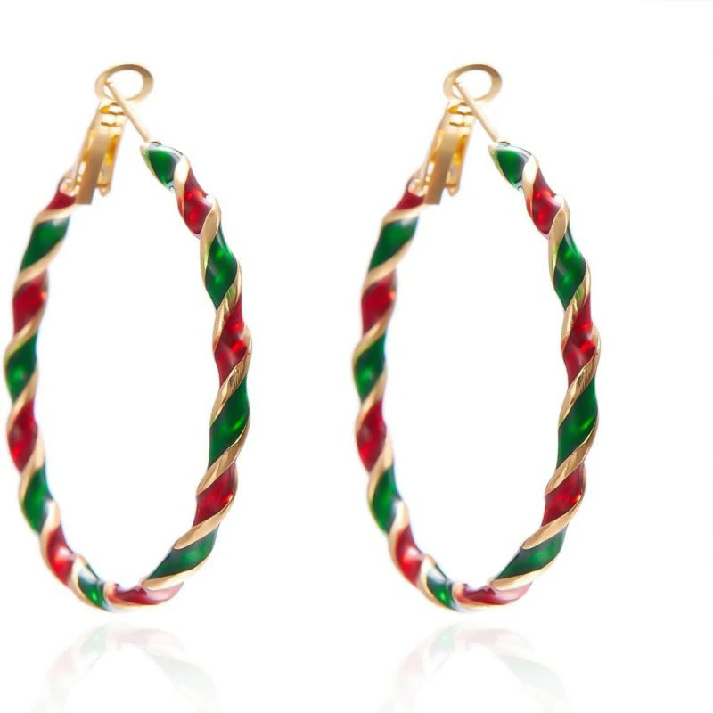 Christmas Tree Stud and Hoop Earrings Acrylic Drop Dangle Jewelry With Gold Star Green Tree  Santa Hat Cute Alpaca